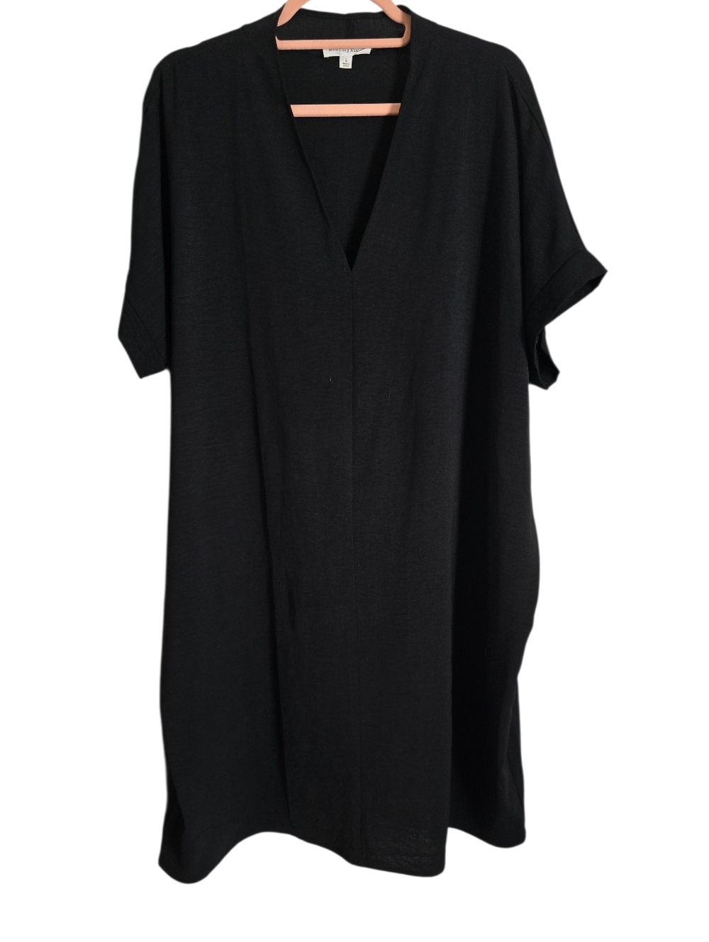 Simple Black V-Neck Dress (L)